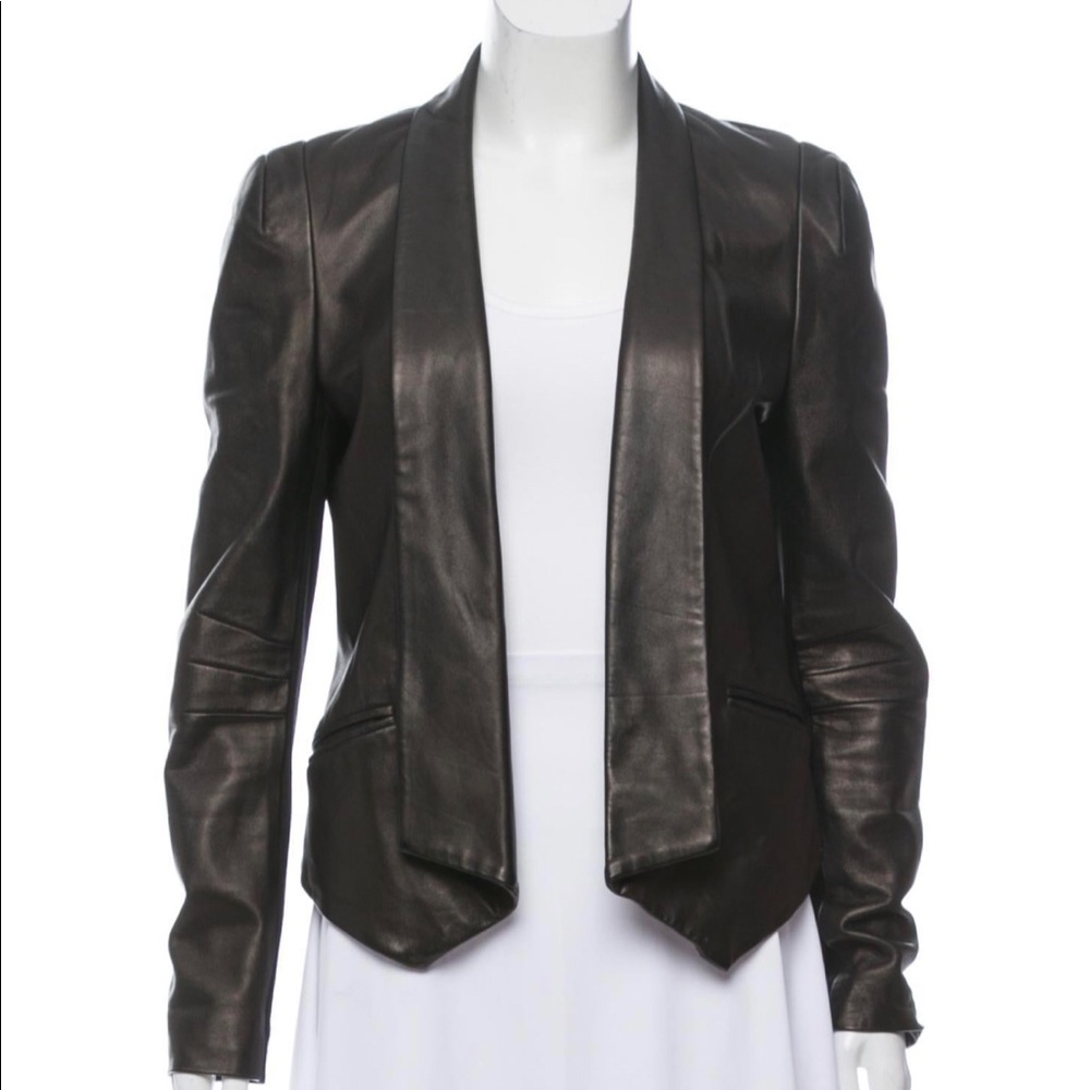 Rebecca Minkoff Lambskin Leather Black Blazer sz S